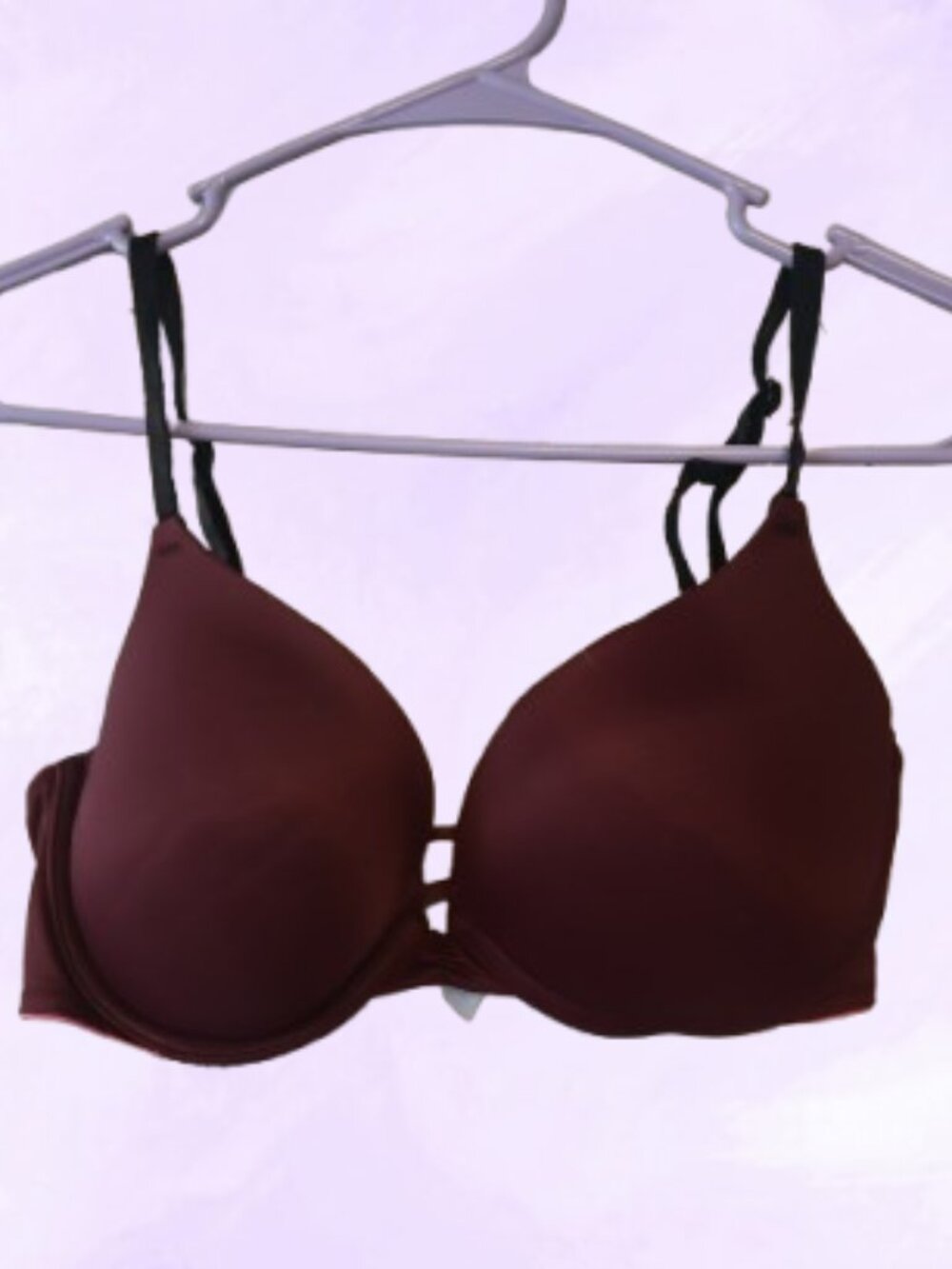 PINK Victoria's Secret push-up push up plain basic bra in burgundy red size 34C.